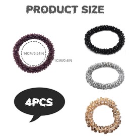 4-Pack Rhinestone Ponytail Holder Sparkly Crystal,Scrunchies Decorative Hair Accessorie,Elegant and Exquisite Elastic Hair Band Suitable for Women and Girls with Long CurlyHair