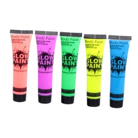 LALAFINA 5pcs Fluorescent Body Paint Face Paint Set Safe Washable Neon White Uv Reactive