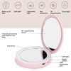 LED Compact Mirror Round Shape 3X Magnification Rechargeable Double Sided