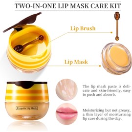 4 piezas de bálsamo labial con miel de abeja, mascarilla labial con fresa y miel de abeja, reduce las líneas de los labios, hidrata y suaviza