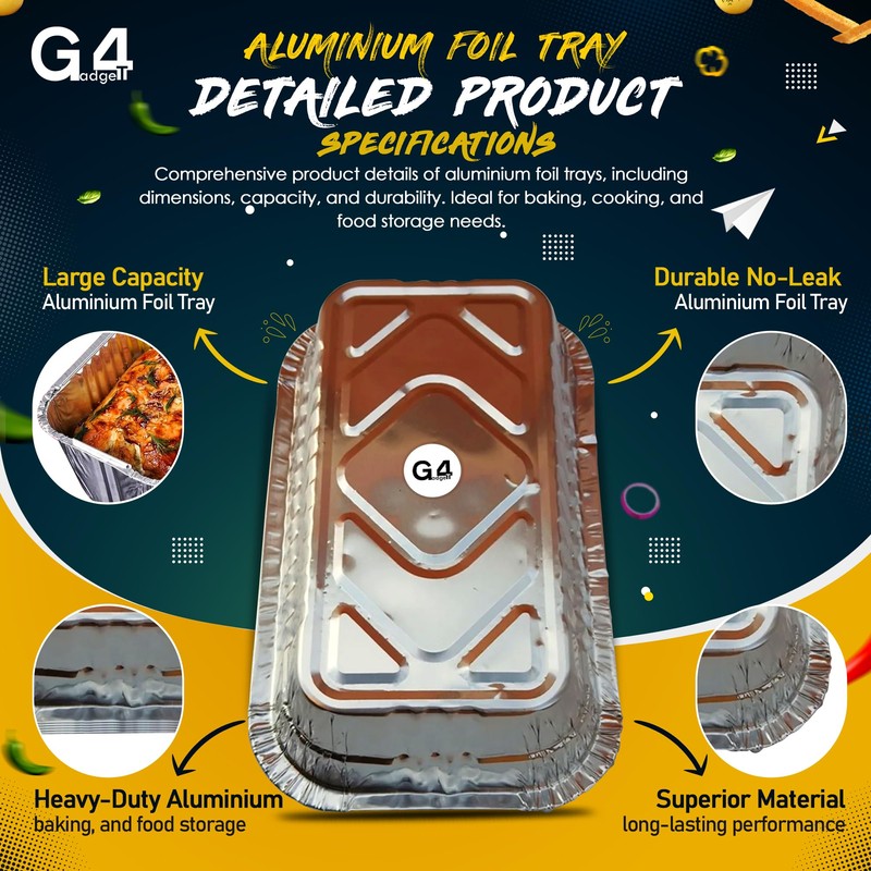 G4GADGET 15 Pack Aluminium Foil Trays, Heavy-Duty Food Containers for