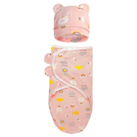 Fecawd Baby Swaddle Sleep Sacks with Hats for 0-3 Months Baby Swaddle Blanket Wrap Newborn Swaddles Sack for Baby Boy Girl (1, Pink Rainbow, OneSize)