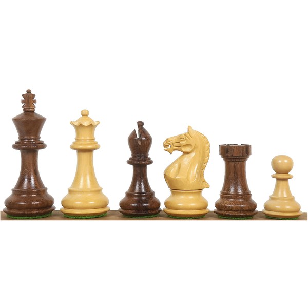 Royal Chess Mall Queens Gambit Staunton Chess Pieces Only Set | Golden Rosewood & Boxwood Wooden Chess Piece | 34 Pieces, 2 Extra Queens | 1.7 lbs | 3.75" King Height