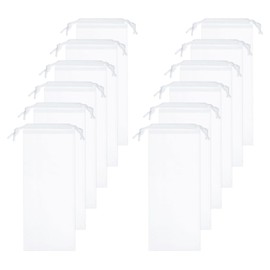 sourcing map 12pcs Umbrella Bags 14.6"x5.9" Wet Umbrella Sleeve Cover Reusable Folding Umbrella Storage Bag with Drawstring for Folding Travel Umbrellas, White