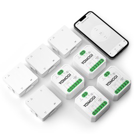 YOMOGI Pack of 4 WiFi Roller Shutter Switches with RF Remote Control, WiFi Roller Shutter Timer for Roller Shutters/Blinds/Awnings Requires Zero Conductor, Compatible with Alexa & Google & Siri