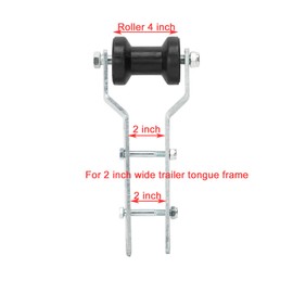 Wonwopn Tongue Mount Roller 4" W Black Rubber Adjustable Keel Roller Bracket Assembly for 2" Wide Trailer Tongue Frame