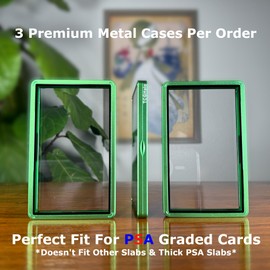 TCGHalo - Metal PSA Slab Bumper Case (3 Pack) - SlabHalo Stackable Magnetic Aluminum Metal Case for PSA Graded Cards Metal PSA Case Protective PSA Frame Aluminum PSA Slab Case Protector Emerald Green