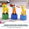 TOYANDONA 3Pcs Wooden Finger Puppet, Kids Animal Push Up Press