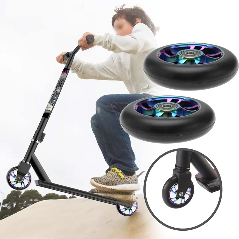 2Pcs 100mm Scooter Wheels Replacement Compatible with Rexco Compatible with