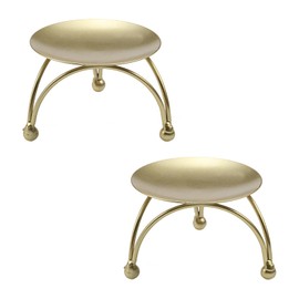 Geesatis 2 Pcs Pillar Candle Holder Metal Candlesticks Stand Holder Plate Candlelight Dinner Candle Holder for Party Wedding, Gold
