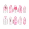 24 Pcs Spring Pink Press On Nails Short Almond,YEFIUO Summer