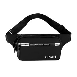 FuninCrea Fanny Pack for Men Women, Waterproof Crossbody Bag Running Belt Waist Bag Purse with 4 Pockets Zipper Sport Crossbody Belt Bag Sling Bag for Traveling Running Hiking Cycling (Black)
