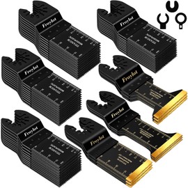 49pcs Titanium Oscillating Tool Blades High-Carbon Steel Multitool Blades, Universal oscillator Multi Tool Blades Kits for Metal Wood Cutting, Fit Dewalt Bosch Milwaukee Ryobi Rockwell Fein Makita