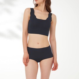 Gunze KB3155 Kireilabo Fitte Half-Top, Wireless Bra, Molded, Made in Japan KB3155, Black