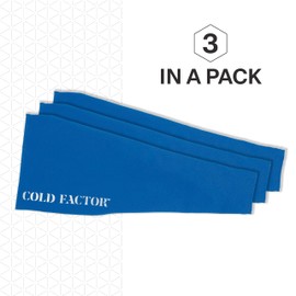 COLD FACTOR Instant Cooling Headband 3 Pack (Blue) | Advanced Chemical-Free Evaporative Technology | 2+ Hours of Cooling | Ideal for Sports, Yoga, Outdoor Activities Like Hiking & Golf