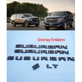 AUTO 4pcs Matte Black Door Rear Suburban Overlay Emblem letter 2021+ Suburban LT