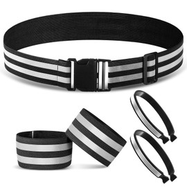 Boyiee Reflective Bands Set Including Reflective Armband Reflective Safety Belt Trouser Clip Reflectors Jogging Set for Cycling Jogging Hiking