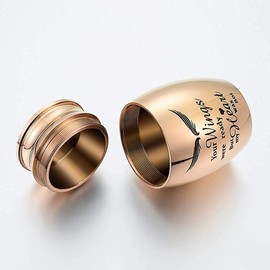 Pequeñas urnas de recuerdo para cenizas humanas de 1.57 pulgadas, mini urnas de cremación para cenizas de acero inoxidable, soporte para cenizas conmemorativas, tus alas estaban listas, pero mi