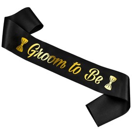 Groom to Be Sash, Wedding Engagement Ceremony Bridal Shower Bachelor Hen Party Decorations (1 Pack) (Black Groom to be)