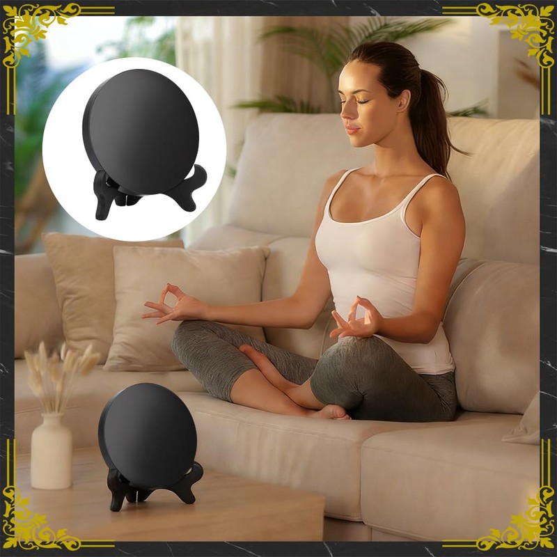 NBEADS 2 Set Black Obsidian Scrying Mirrors, 9.95cm Natural Obsidian