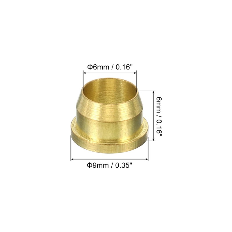 PATIKIL Pack of 5 Brass Compression Sleeves, 6 mm Tube