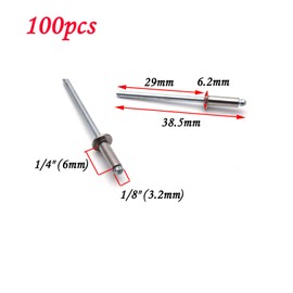 Antrader 1/8" x 1/4" 304 Stainless Steel Blind Rivets Pull Rivets Rivets Core Decoration Rivets Pack of 100