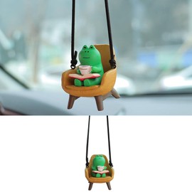 ZWZCYZ Frog Car Hanging Ornament for Rearview Mirror,Green Cute Car Frog Pendant Swing Kawaii Decor Frog Charms for Car Rear View Mirror Interior Decoration Pendants