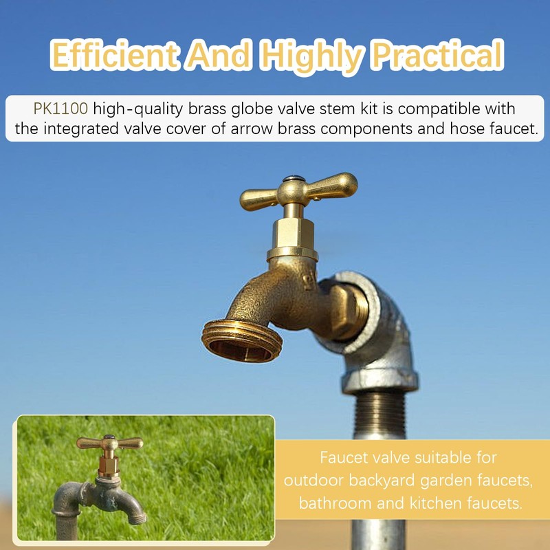 PK1100 Brass Globe Valve Faucet Stem Assy & PP806-15 Broach