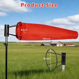 8" X 36" Airport Windsock Heavy Duty Aviation Grade Wind Sock