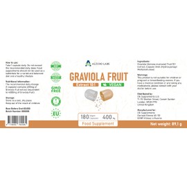 Alzuro Labs Graviola Fruit Extract 4,000mg | 10:1 Extract (400mg) | 180 Vegan Capsules | High Strength Immune & Antioxidant Support | 3rd Party Lab Tested | Non-GMO & Gluten-Free