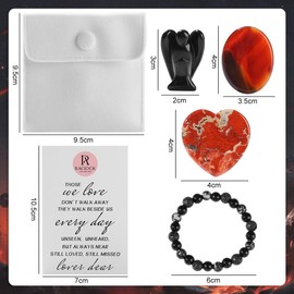 Comfort Stones and Worry Stones Gift Set -Natural Healing Crystals,Mourning Keepsakes for People Who Have Lost Loved Ones, Friends, Mothers, Fathers for Anxiety Relief, Spiritual Gifts for Women