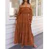 ZESICA Women's 2025 Boho Sexy Off Shoulder Long Sleeve Smocked