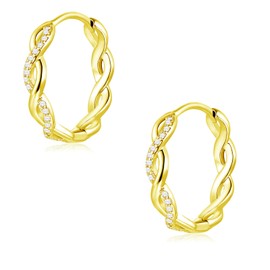 Deyanse Women's 925 Silver Hoop Earrings, 925 Sterling Silver Infinity Heart Star Earrings, Small Hoop Earrings with Zirconia, Sleeping Cartilage Earrings, Hypoallergenic Earrings with Gift Box, Cubic