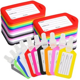 200 Pcs Luggage Tags, 10 Color Plastic Baggage ID Tags Pack Name with Blank Inserts for Suitcases, Backpacks, and Travel Bags Multicolor