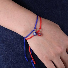 Boho Blue Evil Eye Bracelet Anklet Stack Red Cord Bracelet Nazar Bracelet Lucky Protection Bracelet Greek Red Eye Bracelet Anklet Jewellery for Women Men Adjustable Strap