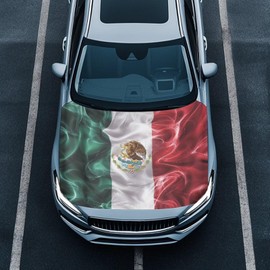 Renewold Mexican Flag Aesthetics Car Hood Cover Protector Hood Covers for Cars Indoor Outdoor Festival Decor Wrap Blanket Women Men Automotive Exterior Accessories
