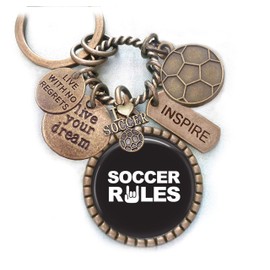 Soccer Rules Keychain, Backpack Clip or Necklace, Live Your Dream, Inspire, Live With No Regrets, Athlete Unisex Gift, Parents or Coach Gift.