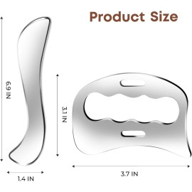 Clheatky Stainless Steel Muscle Scraper Set – 2-in-1 Gua Sha Body Tools