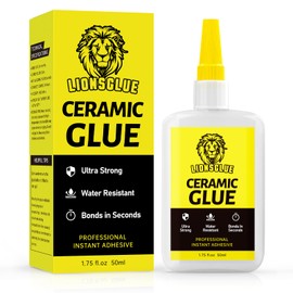 LIONSGLUE Super Glue for Ceramics, 50g Ceramic Glue Repair for Porcelain and Pottery, Instant Strong Glue CA Glue for Ceramic, Plastic, Wood, Metal, Glass, Vase, Coffee Mugs, Dishes, DIY Crafts