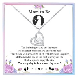 YBISNAIRE New Mom Gifts Pregnant Mom to Be Gifts, First Time New Mom Gifts for Expecting New Mom Silver Feet Necklace for Pregnant Women Wife New Mother Mommy Maternity Presents Mothers Day