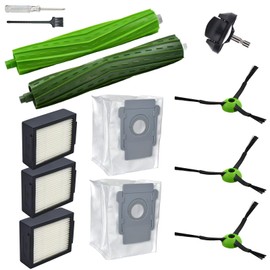 Yojolee Replacement Parts Compatible with iRobot Roomba J7 J7+ J5 J5+ J6 J6+ J8 J8+ J9 J9+ Vacuum Cleaner Accessories Kit,Front Caster Wheel,Rubber Roller Brushes,3 HEPA Filters,3 Side Brushes,2 Bags