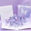 GEHENFRUCHT 3D Pop Up Card Butterflies, Purple Greeting Card with
