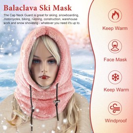 BINE Mens Winter Hat Cold Weather Face Mask Balaclava Hood Outdoor Sports Balaclava Windproof Pink