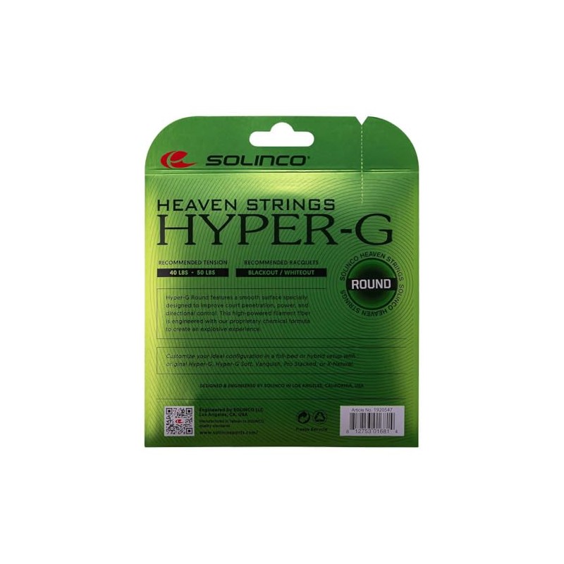 Solinco Hyper-G Round Tennis String Hybrid Set, 17, Green