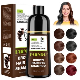 FARNDU Hair Color Shampoo - Various Colors Available - 10 Mins Gray Hair Coverage - Long Lasting - Ammonia-Free -  3-In-1 Gray Hair Coverage - Fruity Aroma(400 mL)-Brown - Color: Buy 2 Get 3 - Brown-Discount Package
