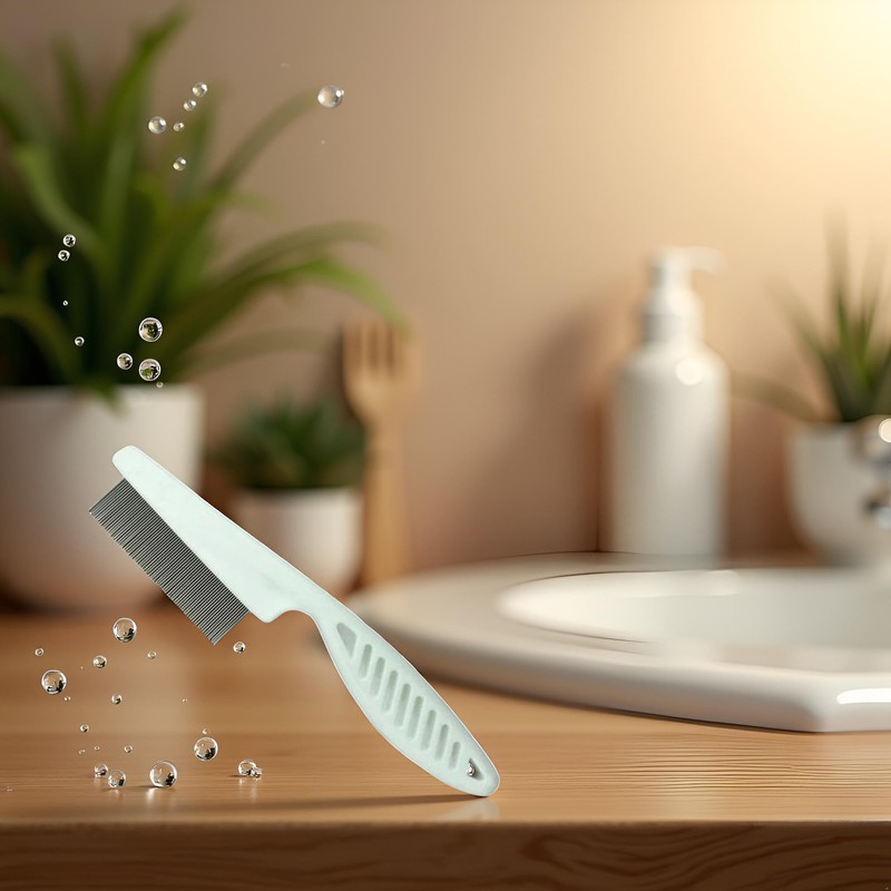 White Long Handle Metal Hair Nit Comb Remove Head Nits
