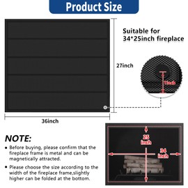 Fireplace Cover, Magnetic Fireplace Blocker Blanket Stops Heat Loss, Indoor Fireplace Draft Stopper Save Energy, Magnetic Fireplace Draft Cover for Iron Fireplace Frame (36"x27")