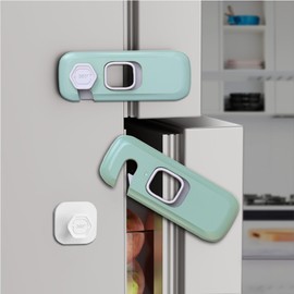 KIZZHISI 5Pack Child Proof Refrigerator Lock, Baby Proofing Cabinet Locks, oven lock child safety, fridge lock, for Fridge, Drawers, Dishwasher, Oven, Cupboard, Closet, Adhesive, No Tools Need(Green)