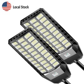 Ready Local Stock High Brightness IP65 Solar LED Street Light for Pathway Garden Yard Commercial Lighting 2 PackEmitting Color: White, Lamp Power(W): 8000W Equivalence, Battery Capacity: >5000mAh