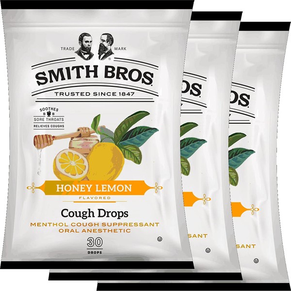 Menthol Cough Drops by Smith Brothers (Honey Lemon, 90 Count): Vintage Mentholated Candy Throat Lozenges - The Original American Cough Drop